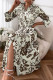Brown Casual Print Patchwork Buckle Turndown Collar Shirt Dress Dresses