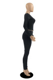 Red Fashion Casual Solid Patchwork U Neck Long Sleeve Two Pieces