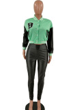 Purple Casual Street Print Embroidered Patchwork Buckle Long Sleeve Two Pieces