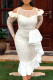 White Elegant Patchwork See-through Fold Asymmetrical O Neck Dresses