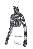 Red Street Print Patchwork Turtleneck Tops