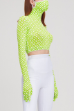 Red Street Print Patchwork Turtleneck Tops