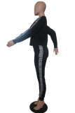 Grey Casual Leopard O Neck Long Sleeve Two Pieces