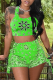 Green Sexy Patchwork Square Collar Sleeveless Two Pieces
