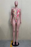 Colour Fashion Sexy Print Hollowed Out Swimwears Set