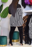 Blue Fashion Sexy Print Patchwork Turtleneck Long Sleeve Dress