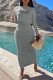 Grey Fashion Street Print Fold Letter O Neck Long Sleeve Two Pieces
