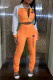 Orange Fashion Sportswear Print Letter Turndown Collar Long Sleeve Two Pieces