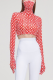 Red Street Print Patchwork Turtleneck Tops