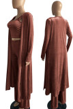 Grey Sexy Solid Patchwork U Neck Long Sleeve Three Pieces