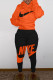 Orange Fashion Casual Print Patchwork Hooded Collar Long Sleeve Two Pieces