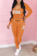 Orange Fashion Casual Letter Print Patchwork U Neck Long Sleeve Two Pieces