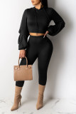 Yellow Casual Solid Patchwork Fold Hooded Collar Long Sleeve Two Pieces