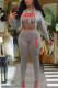 Grey Fashion Casual Letter Embroidery Basic Hooded Collar Long Sleeve Two Pieces