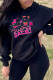 Black Fashion Casual Print Basic Hooded Collar Tops