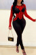 Red Sexy Solid Patchwork See-through O Neck Regular Jumpsuits