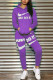 Purple Sportswear Letter Patchwork Embroidered Hooded Collar Long Sleeve Two Pieces