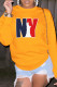 Yellow Street Sportswear Print Patchwork O Neck Tops