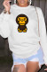 White Fashion Sportswear Print Patchwork O Neck Tops