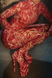 Red Fashion Sexy Print Basic Turtleneck Skinny Jumpsuits