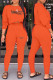 Orange Fashion Street Print Patchwork O Neck Long Sleeve Two Pieces