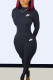 Black Fashion Casual Print Patchwork O Neck Long Sleeve Two Pieces