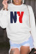 White Street Sportswear Print Patchwork O Neck Tops