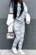 Grey Fashion Casual Print Letter O Neck Short Sleeve Two Pieces