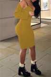 Red Fashion Sexy Solid Cardigan V Neck Long Sleeve Two Pieces