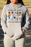 White Fashion Casual Print Basic Hooded Collar Tops