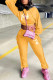 Yellow Casual Print Tassel Patchwork Hooded Collar Long Sleeve Two Pieces