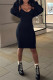 Black Fashion Sexy Solid Cardigan V Neck Long Sleeve Two Pieces