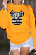 Yellow Sweet Cute Character Patchwork Letter O Neck Tops