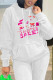 White Fashion Casual Print Basic Hooded Collar Tops