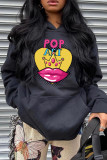 White Fashion Casual Print Basic Hooded Collar Tops