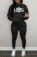 Black Fashion Casual Solid Embroidered Hooded Collar Two Pieces