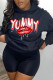 Black Fashion Casual Print Basic Hooded Collar Tops