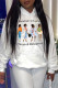 White Fashion Casual Print Basic Hooded Collar Tops