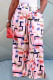 Light Pink Casual Print Patchwork Plus Size