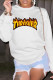 White Casual Street Print Patchwork O Neck Tops