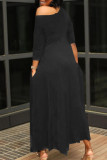 Purple Casual Solid Patchwork Asymmetrical O Neck Irregular Dress Dresses