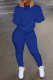 Blue Casual Solid Pocket Zipper Mandarin Collar Long Sleeve Two Pieces