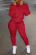 Red Casual Solid Pocket Zipper Mandarin Collar Long Sleeve Two Pieces