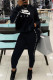 Black Fashion Casual Print Patchwork Long Sleeve Two Pieces