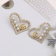 Gold Fashion Vintage Letter Pearl Hot Drill Earrings