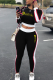 Black Street Print Letter O Neck Long Sleeve Two Pieces
