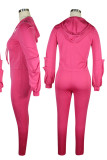Yellow Casual Solid Patchwork Fold Hooded Collar Long Sleeve Two Pieces