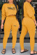 Yellow Fashion Street Print Patchwork O Neck Long Sleeve Two Pieces