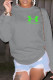 Grey Sportswear Daily Print Patchwork Letter O Neck Tops
