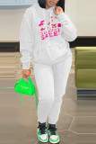 Grey Fashion Casual Print Basic Hooded Collar Tops